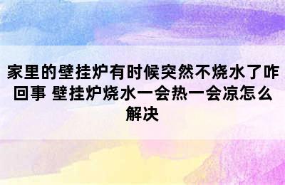 家里的壁挂炉有时候突然不烧水了咋回事 壁挂炉烧水一会热一会凉怎么解决